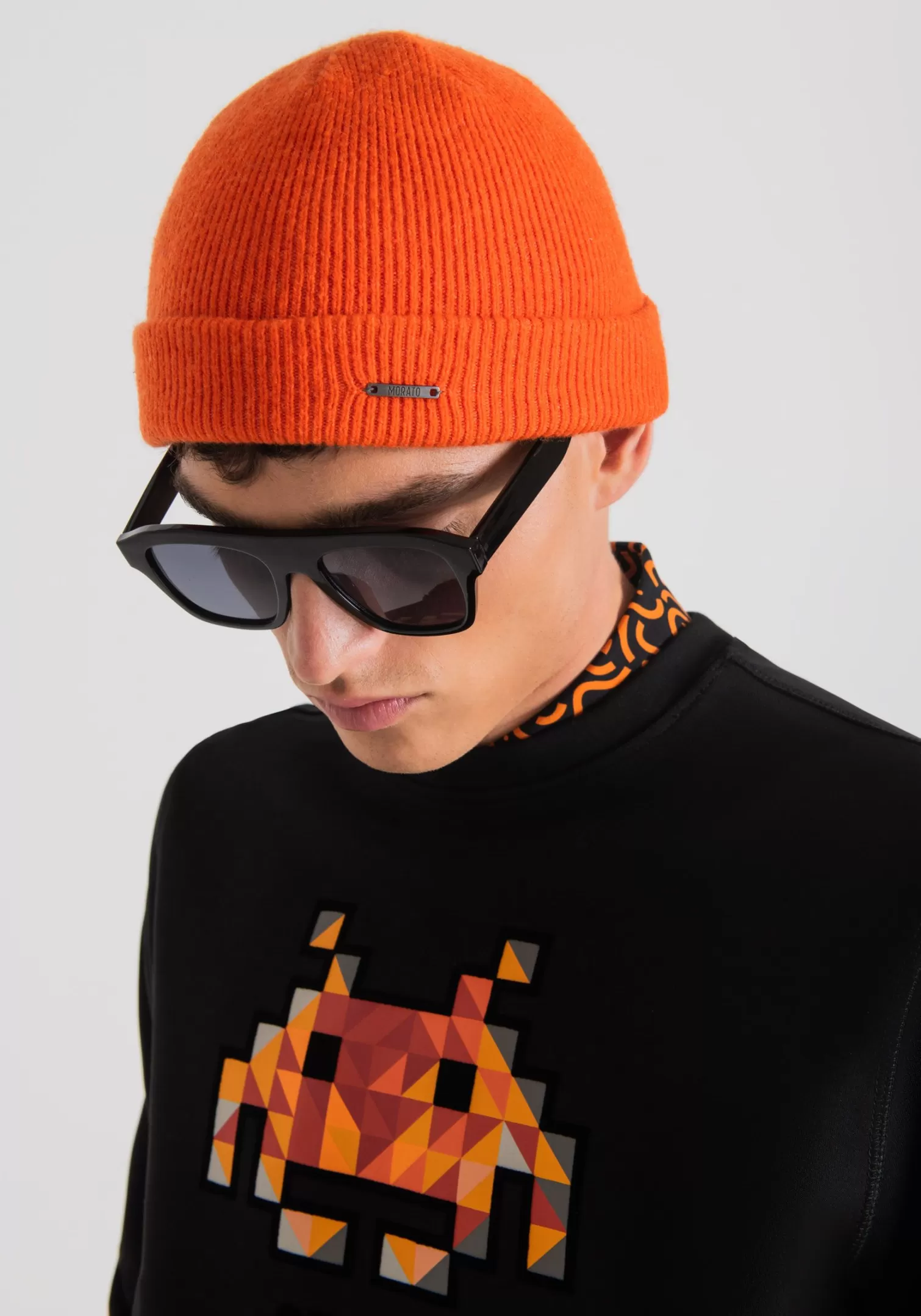 Cappelli E Berretti>Antony Morato Berretto In Maglia Con Placchetta Logo Metallica Arancione