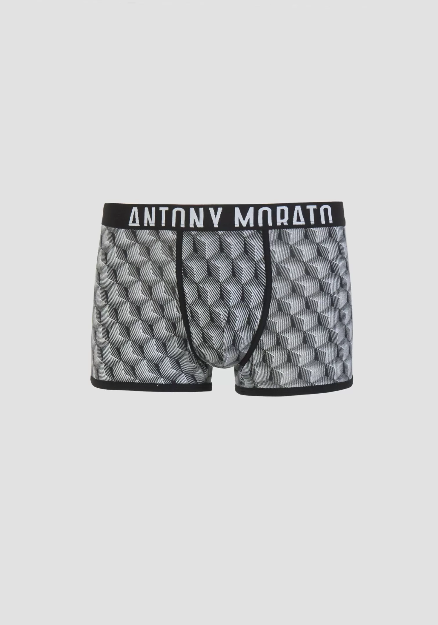 Intimo>Antony Morato Boxer In Cotone Stretch Con Stampa Geometrica Allover E Fascia Logata Nero