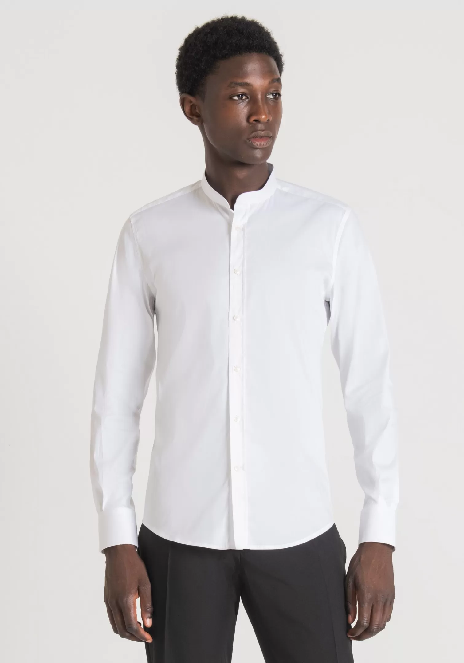 Camicie>Antony Morato Camicia In Cotone Con Collo Alla Coreana Bianco