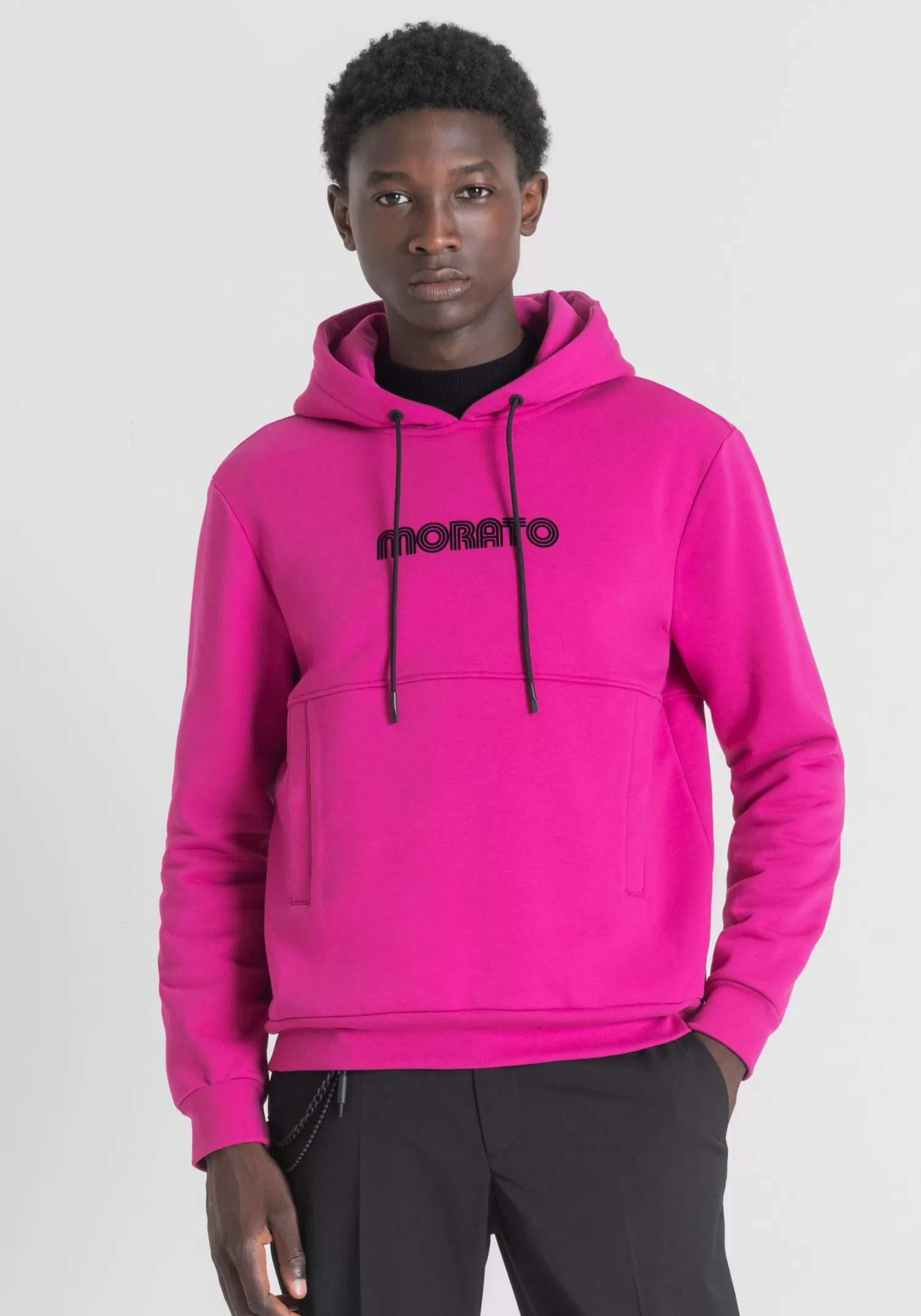 Felpe>Antony Morato Felpa Regular Fit In Misto Cotone Con Logo Frontale Magenta