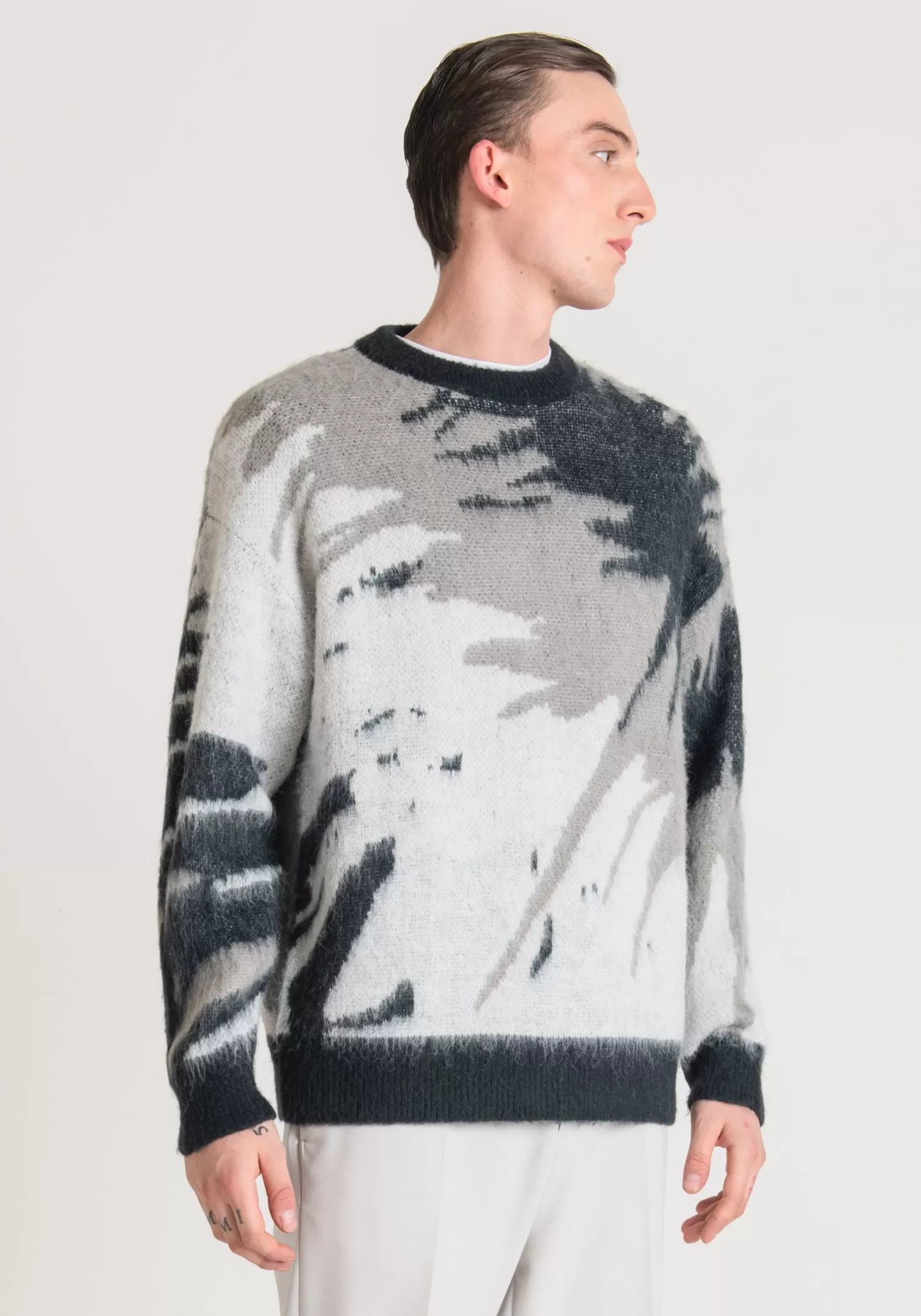 Maglieria>Antony Morato Maglia Oversize Con Fantasia Jacquard All Over Ink Blu