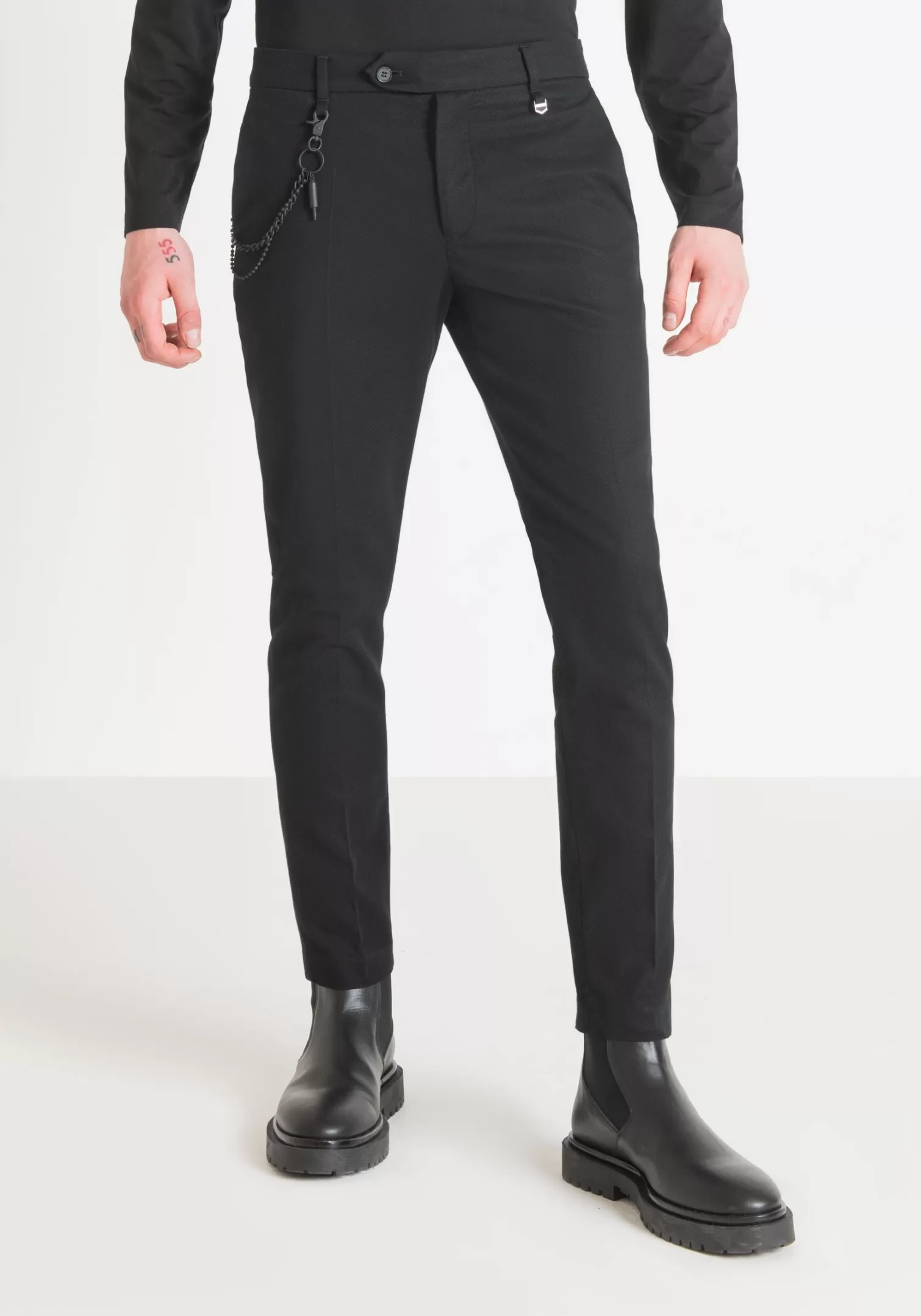 Pantaloni>Antony Morato Pantaloni Carrot Fit "Jagger" In Cotone Elasticizzato Armaturato Nero