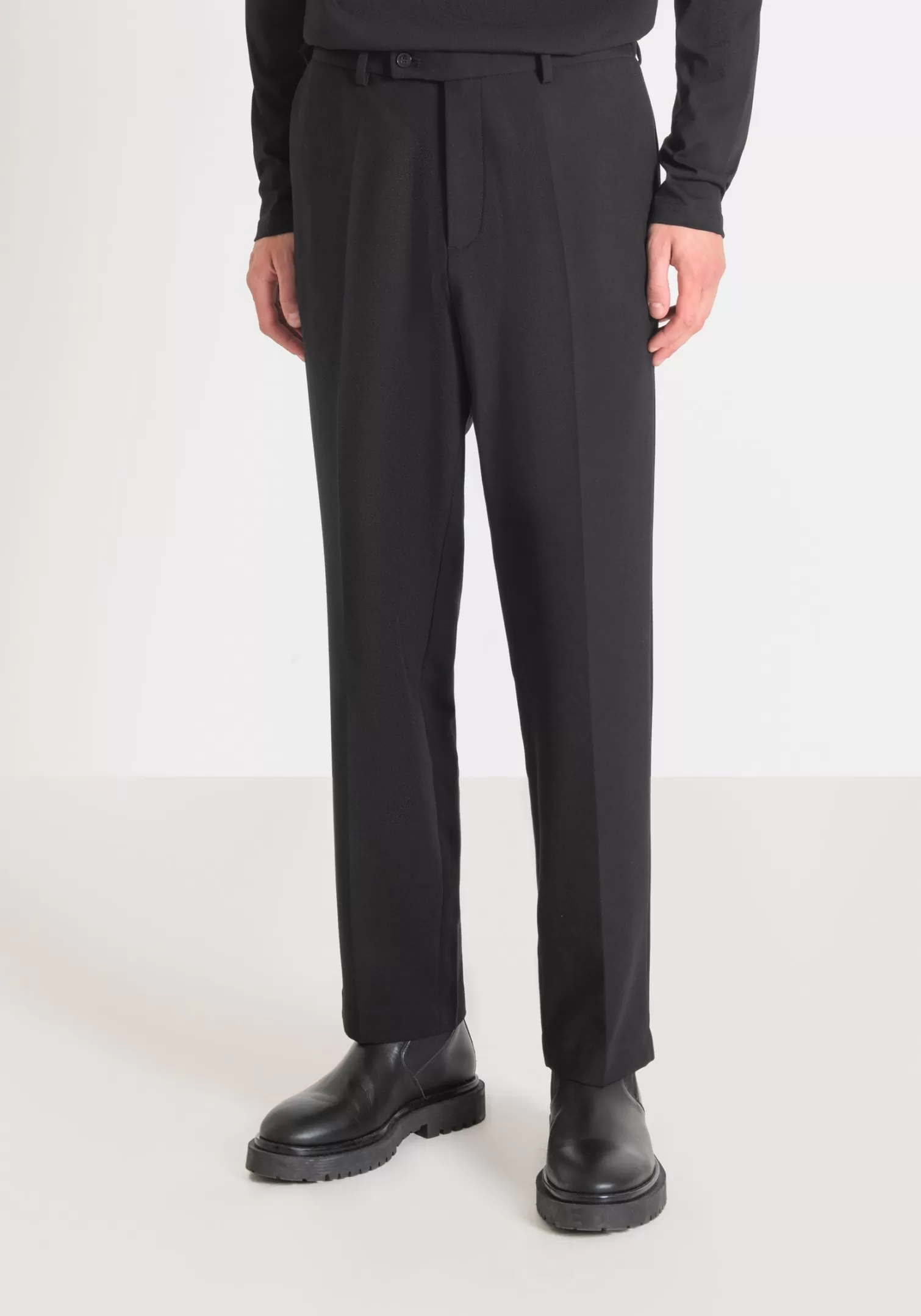 Pantaloni>Antony Morato Pantaloni Relaxed Fit "Evan" In Caldo Misto Lana Nero