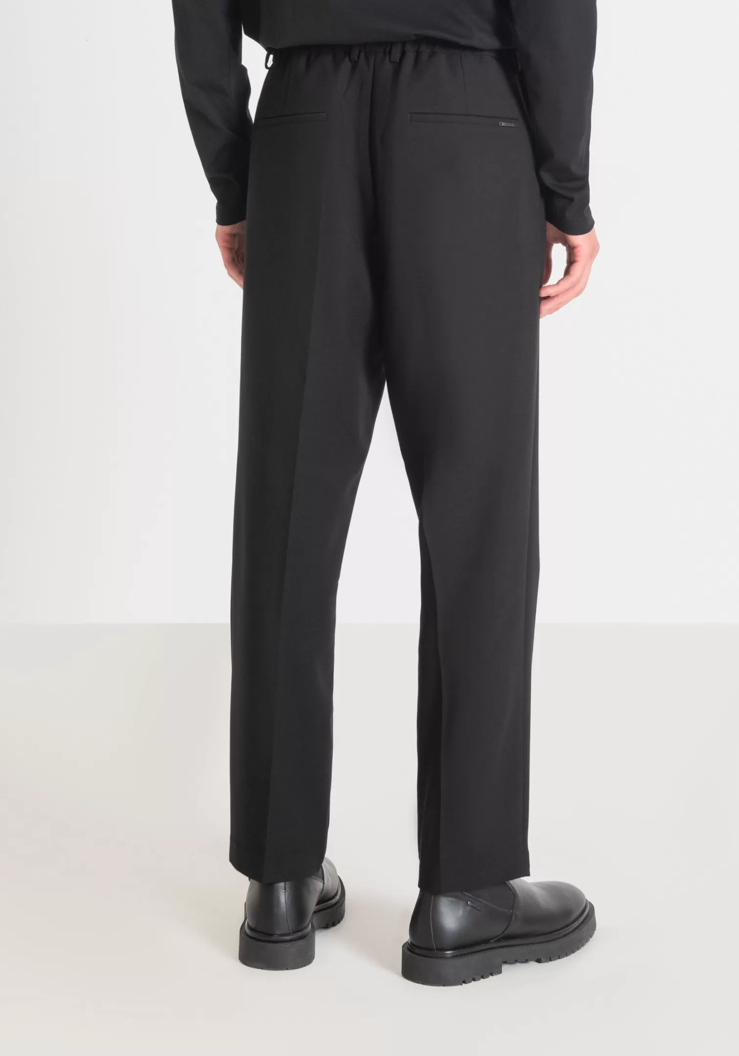 Pantaloni>Antony Morato Pantaloni Relaxed Fit "Evan" In Caldo Misto Lana Nero