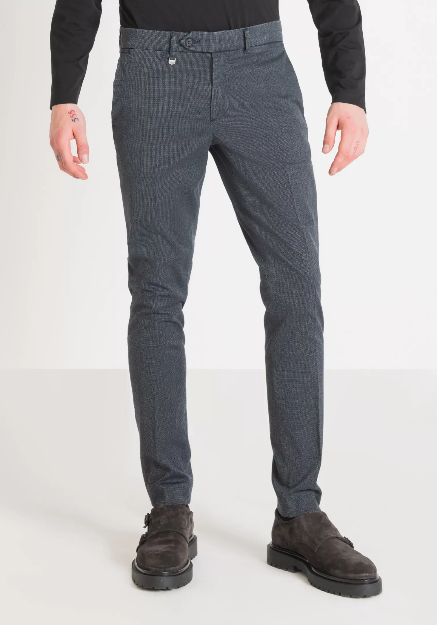 Pantaloni>Antony Morato Pantaloni Skinny Fit "Bryan" In Cotone Elasticizzato Micro Armaturato Ink Blu