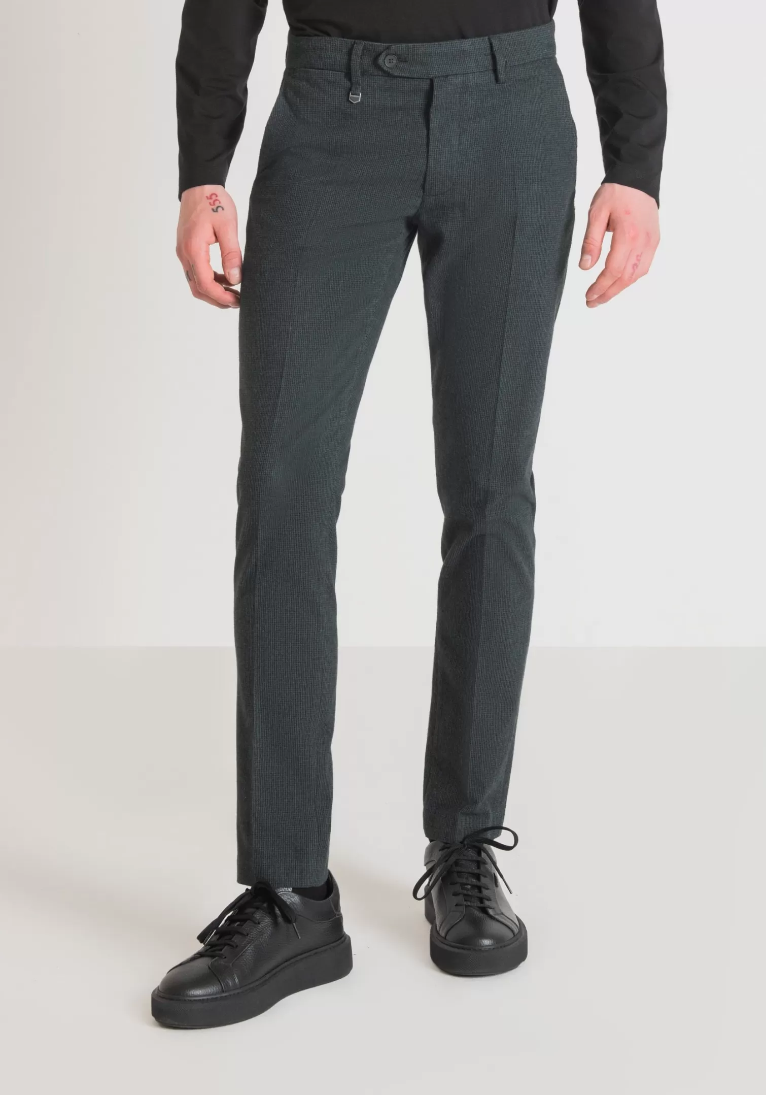 Pantaloni>Antony Morato Pantaloni Skinny Fit "Bryan" In Misto Cotone Armaturato Elastico Verde Bottiglia