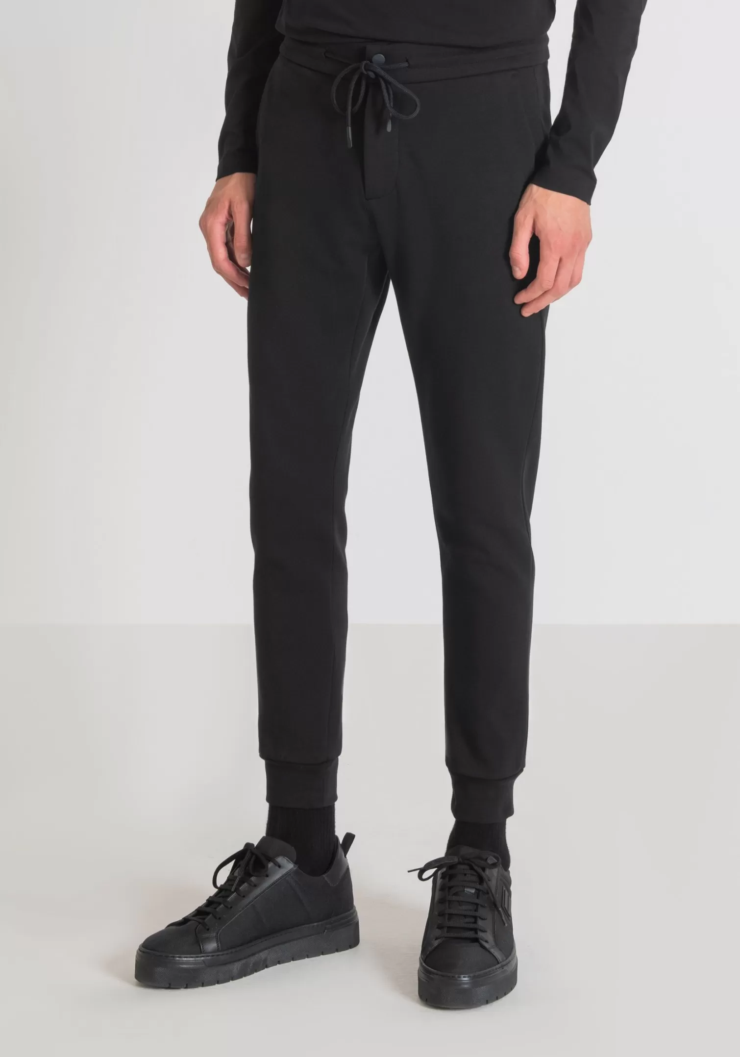 Pantaloni>Antony Morato Pantaloni Super Slim Fit In Misto Cotone Con Coulisse Nero