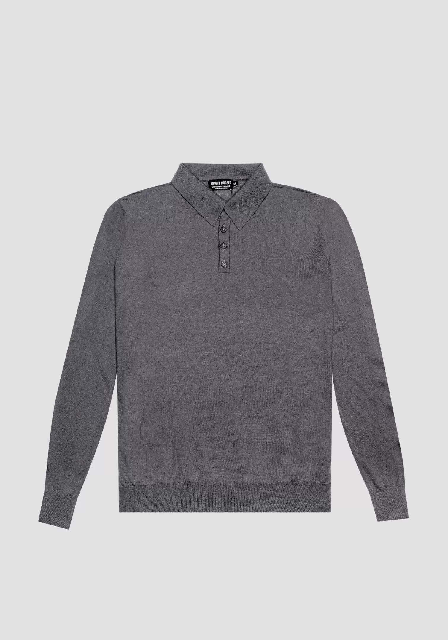 Maglieria>Antony Morato Polo Regular Fit In Morbido Tessuto Misto Lana Grigio Melange Scuro