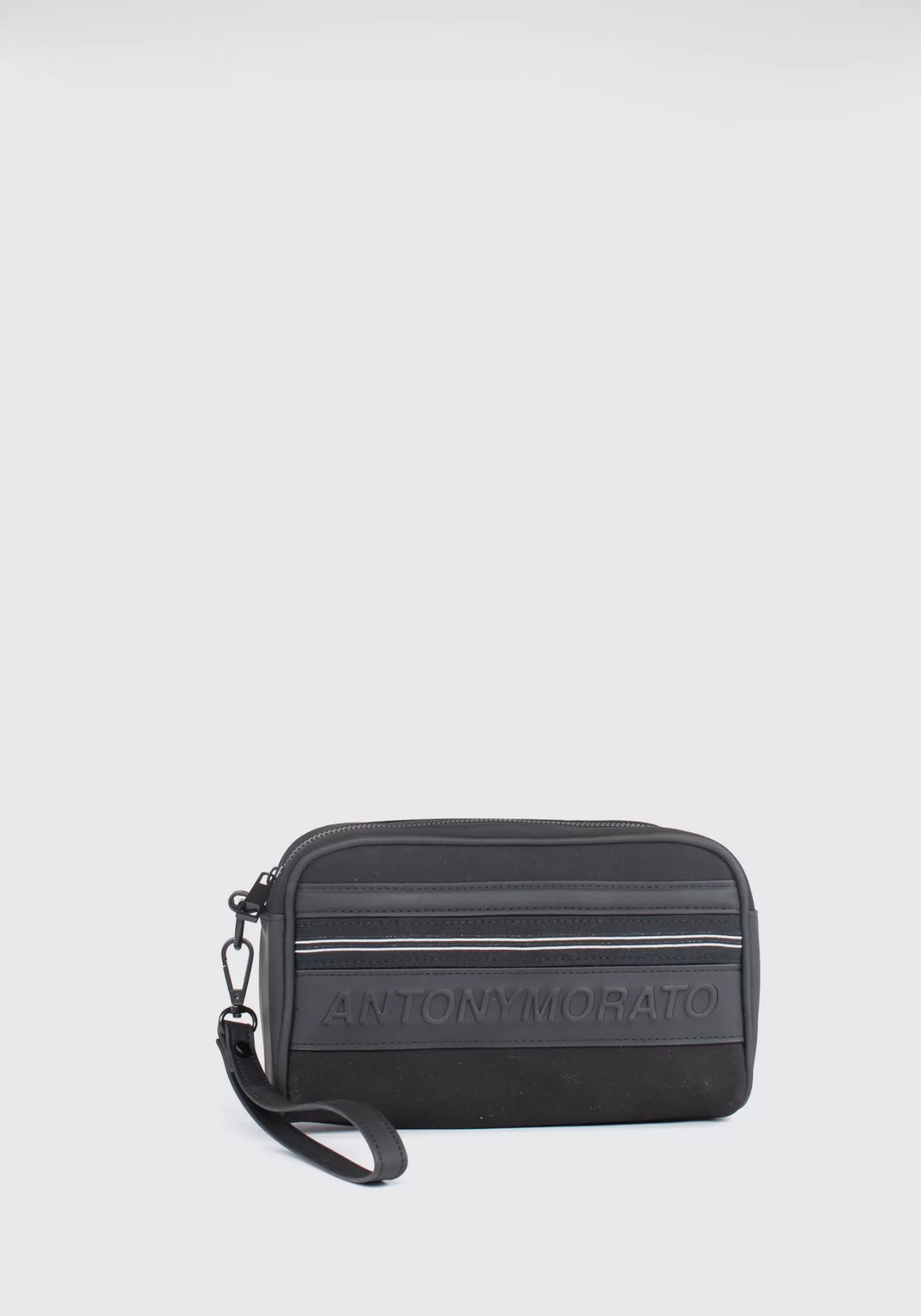 Borse E Marsupi>Antony Morato Pouch In Popeline E Tessuto Gommato Nero