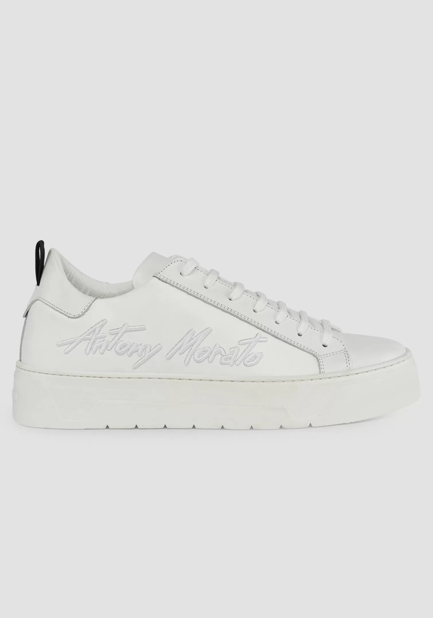 Sneakers>Antony Morato Sneaker Bassa "Flare" In 100% Pelle Con Logo Laterale Bianco