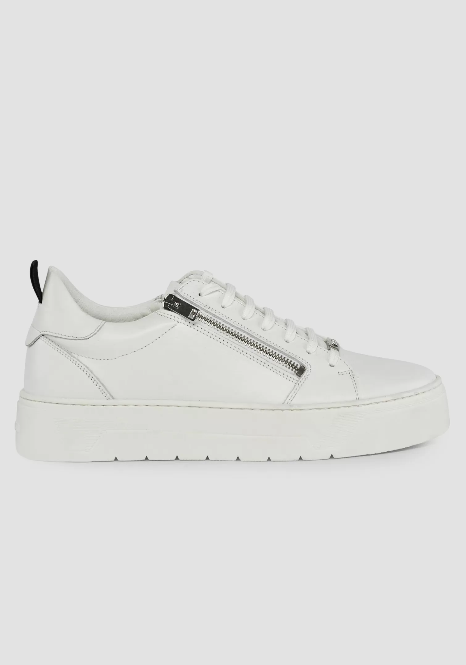 Sneakers>Antony Morato Sneaker "Zipper" In Pelle Con Zip Metallica Bianco