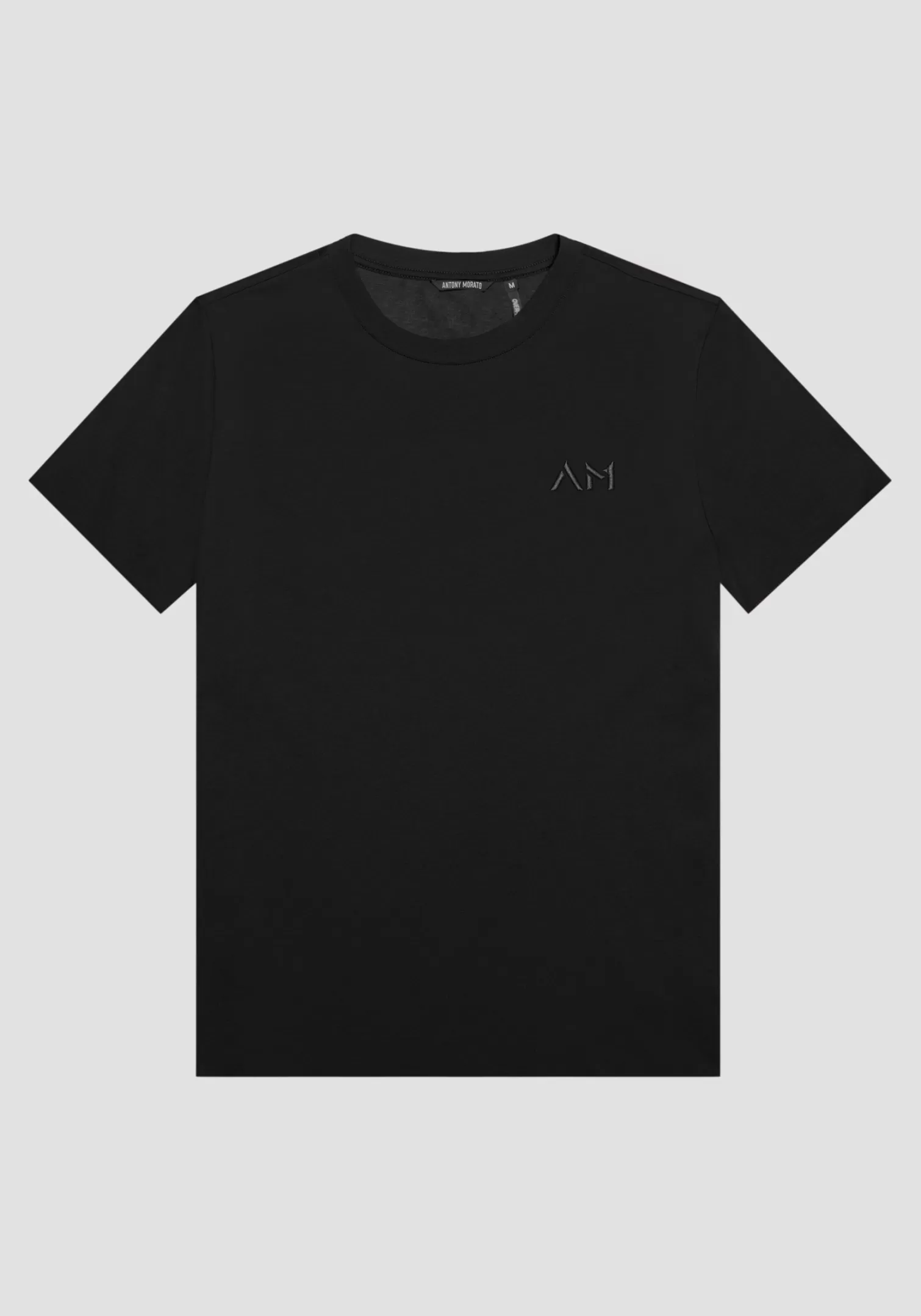 T-Shirts E Polo>Antony Morato T-Shirt Over Fit In Puro Cotone Con Logo Ricamato Nero