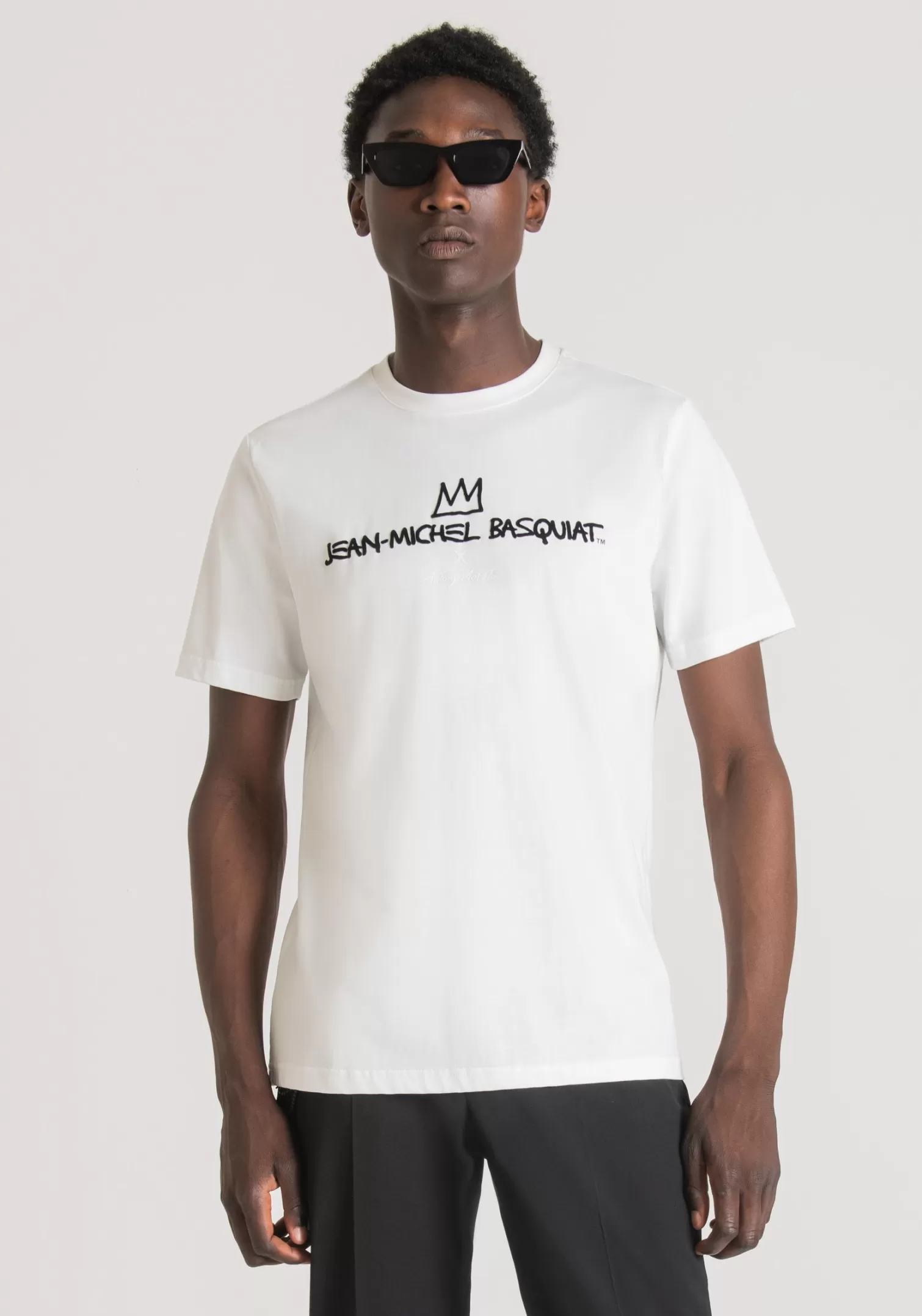 T-Shirts E Polo>Antony Morato T-Shirt Regular Fit 100% Cotone Con Stampa Basquiat Crema