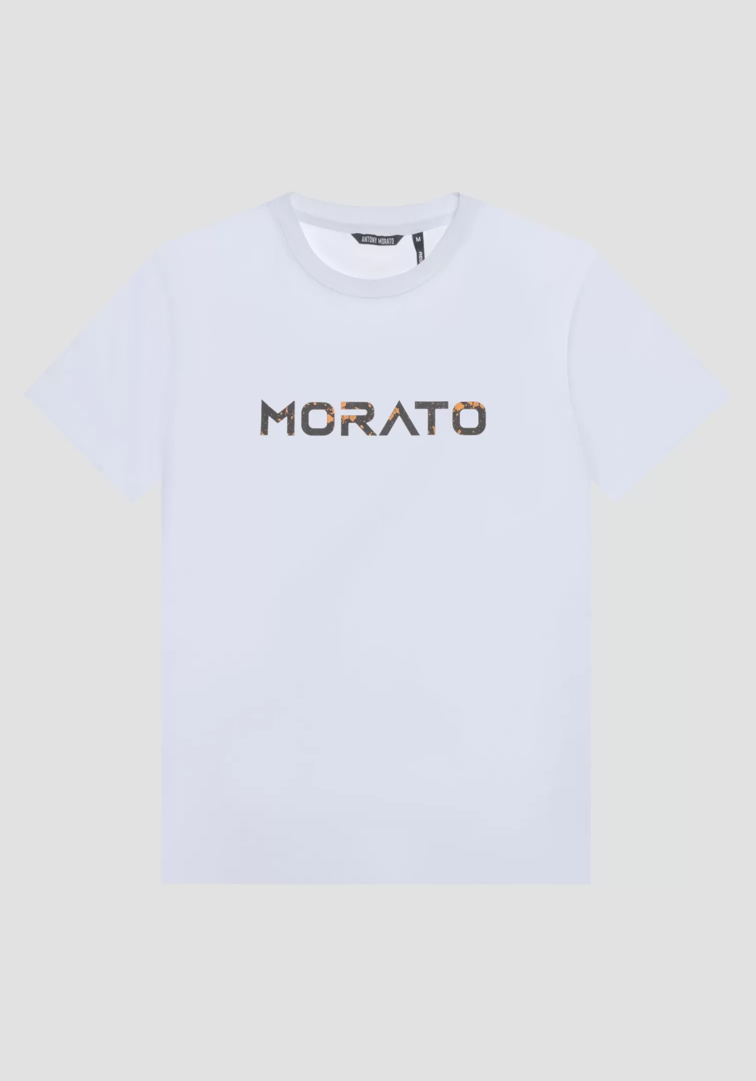 T-Shirts E Polo>Antony Morato T-Shirt Regular Fit In Cotone Con Stampa Logo Gommata Crema