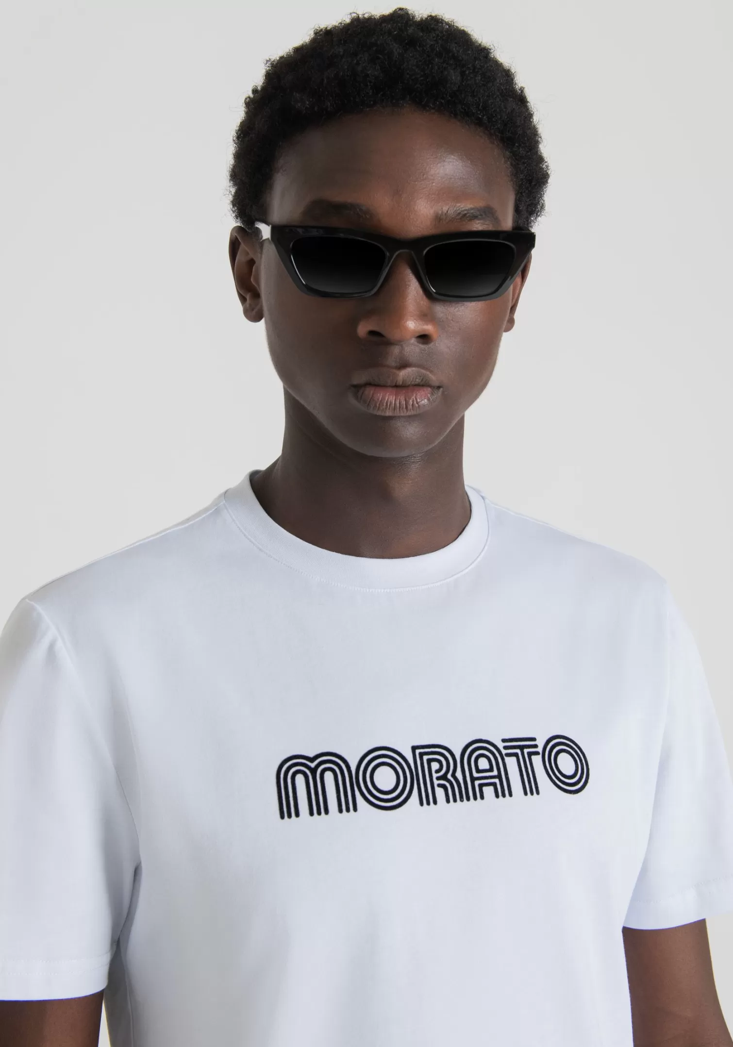 T-Shirts E Polo>Antony Morato T-Shirt Slim Fit In 100% Cotone Con Stampa Logo Bianco