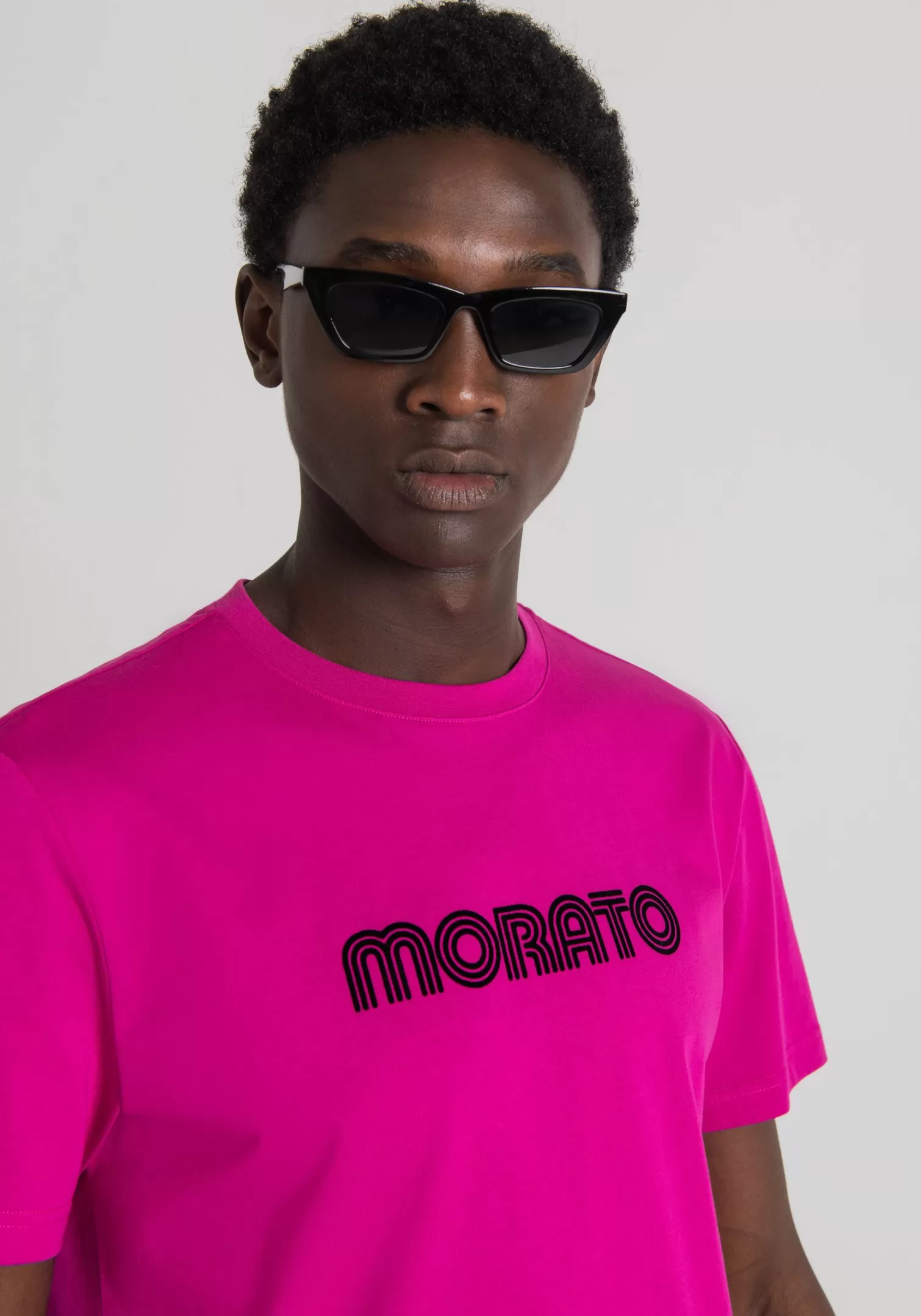 T-Shirts E Polo>Antony Morato T-Shirt Slim Fit In 100% Cotone Con Stampa Logo Magenta